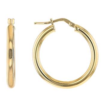 Set Of 3 Tube Hoop Earrings In 18K Gold Over Bronze