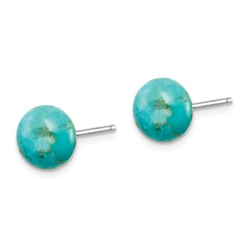 Sterling Silver 8-8.5mm Button Freshwater Cultured
Pearl/Stab.Turquise/Black Agate Set