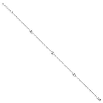 14K White Gold Polished with 1-inch Extension Anklet