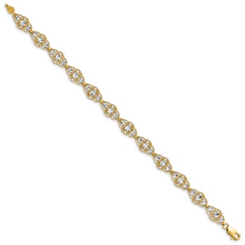 14K Two-tone Gold Diamond-Cut Fancy Link Bracelet