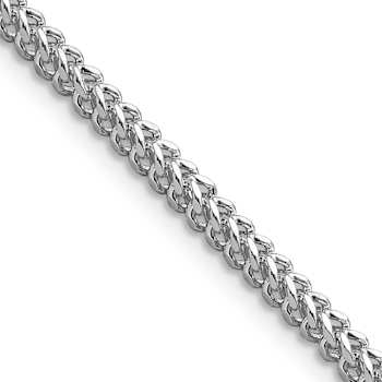 Rhodium Over 14k White Gold 2.3mm Solid Franco 30 Inch Chain