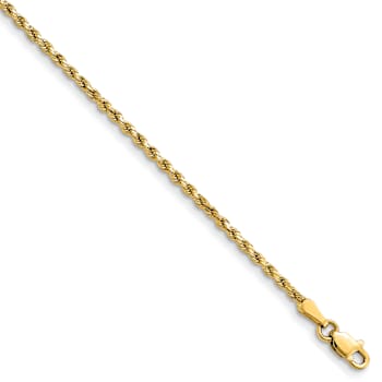 14k Yellow Gold 2mm Diamond-Cut Rope 16 Inch Chain