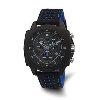 Charles Hubert Carbon Fiber Case Chronograph Blue Strap Watch
