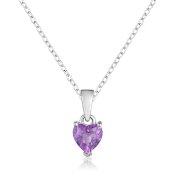 Amethyst Sterling Silver Heart Shaped Pendant With Chain