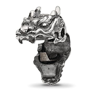 Sterling Silver Reflections Antiqued Chinese Dragon Hinged Bead