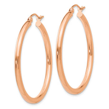 14k Rose Gold Polished 1 3/8" Tube Hoop Earrings