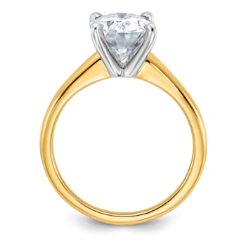 14K Yellow Gold With White Gold Accents 3 ct. D E F Pure Light Oval
Moissanite Solitaire Ring