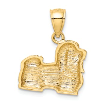14k Yellow Gold Diamond-Cut and Brushed Shih Tzu Pendant