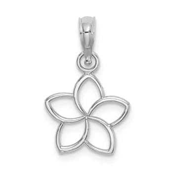 Rhodium Over 14k White Gold Cut-out Flower Pendant