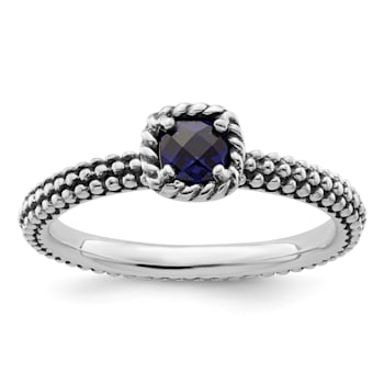 Sterling Silver Stackable Expressions Polished Lab Created Sapphire Ring 0.31ctw