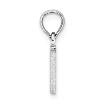 Rhodium Over 14k White Gold Polished Block Letter V Initial Pendant
