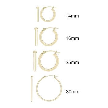 14k Gold Lightweight 2 mm Hoop Earrings - 12MM