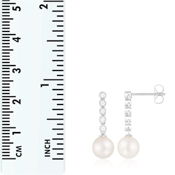 White Cultured Freshwater Pearl 14k White Gold Earrings 7-7.5mm