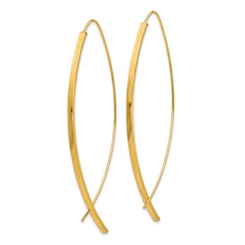 14k Yellow Gold Square Tube Wire Threader Dangle Earrings