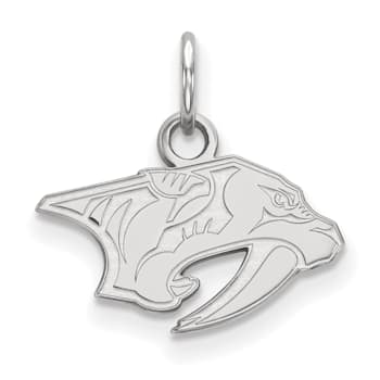 Rhodium Over Sterling Silver NHL LogoArt Nashville Predators Extra Small Pendant