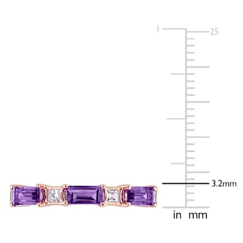Amethyst and White Topaz 10K Rose Gold Semi-Eternity Ring 0.88ctw