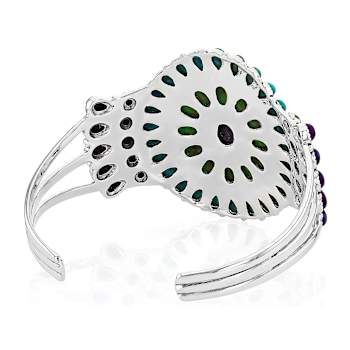 Purple, Green And Blue Turquoise Sterling Silver Cuff Bangle