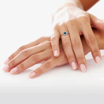 London Blue Topaz & Diamond 10K White & Yellow Gold Ring 0.90ctw