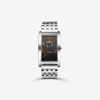 Croton Aristocrat Silver Tone Watch with Black Dial