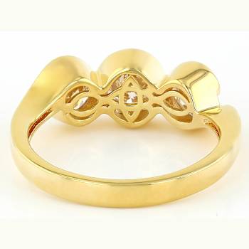 Moissanite Three-Stone Ring In 14K Gold Over Sterling Silver
