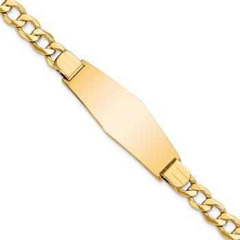 14k Yellow Gold Soft Diamond Shape Curb Link ID Bracelet