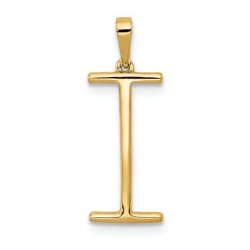 14K Yellow Gold Diamond Letter I Initial Pendant
