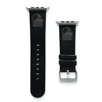 Gametime Cleveland Browns Leather Band fits Apple Watch (42/44mm M/L
Black). Watch not included.