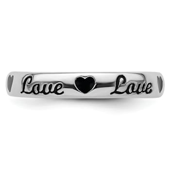 Sterling Silver Stackable Expressions Expressions Black Enamel Love Ring