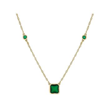 Green Onyx Station Necklace In 18K Gold Over Sterling Silver