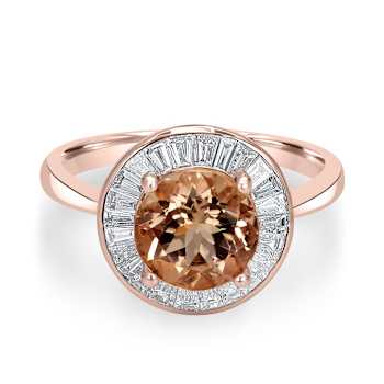14K Rose Gold Morganite and Diamond Ring 2.11 ctw