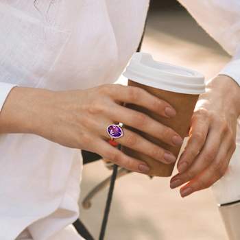 Amethyst, White Sapphire and Diamond 14K Rose Gold Cocktail Ring 8.53ctw