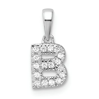 14K White Gold Diamond Letter B Initial with Bail Pendant