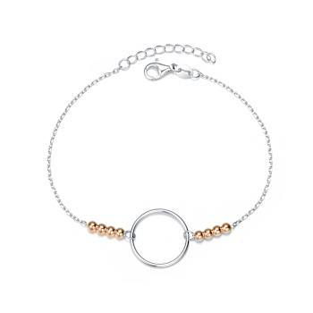Two-Tone Halo Station Bracelet In Sterling Silver And 18K Rose Gold Over
Sterling Silver