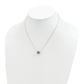 Rhodium Over Sterling Silver 8-9mm Semi-round Tahitian Saltwater
Cultured Pearl Necklace