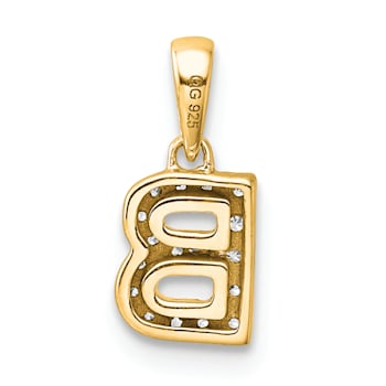14K Yellow Gold Diamond Letter B Initial with Bail Pendant