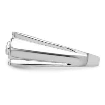 Rhodium Over 14K White Gold Lab Grown Diamond Men's Ring