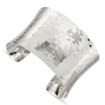 Sterling Silver 39.5mm Hammered Cuff Bracelet