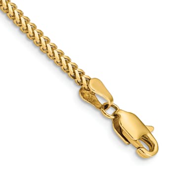 14K Yellow Gold 2mm Franco Chain Bracelet