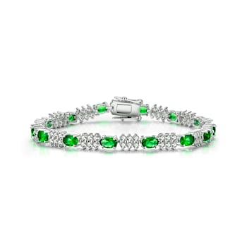 Emerald Color CZ Tennis Bracelet In Sterling Silver