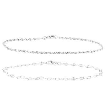 Mirror And Rope ChaIn Bracelet Set In Sterling Silver