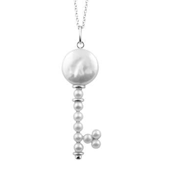 3.5-4mm Button & Coin 13-14mm White Cultured Freshwater Pearl
Rhodium Over Sterling Silver Pendant