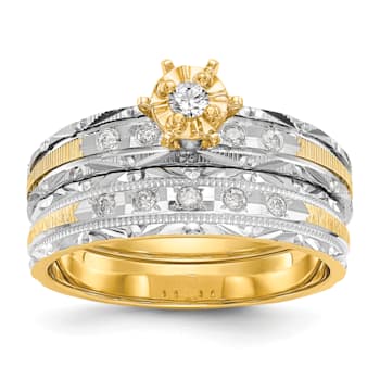 14K Yellow Gold AA Quality Engagement Ring 0.09ctw