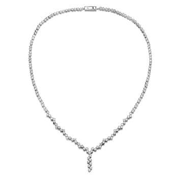 Princess-Cut CZ Zigzag Chain Necklace In Sterling Silver