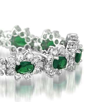 Emerald Color CZ Tennis Bracelet In Sterling Silver