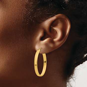 14k Yellow Gold 13/16" Oval Hoop Earrings