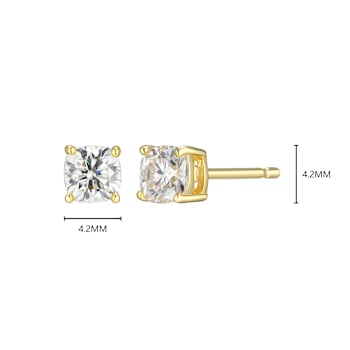 Square Cushion Cut Moissanite 14k Yellow Gold Over Silver Stud Earrings
0.66ctw DEW