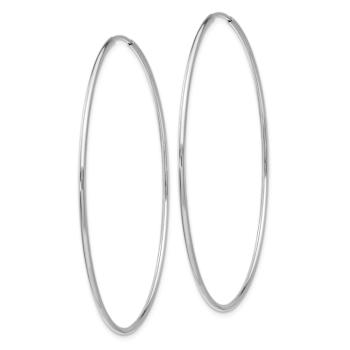 Rhodium Over 14k White Gold Polished 2 1/8" Endless Tube Hoop Earrings