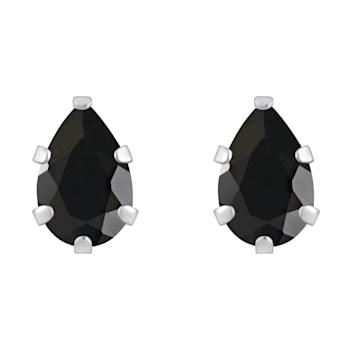 6x4mm Pear Shape Black Onyx Rhodium Over 10k White Gold Stud Earrings