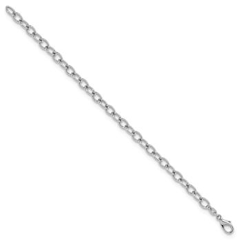 Rhodium Over Sterling Silver 6mm Oval Link 7.5 inch Bracelet