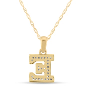 White Diamond Accent 10k Yellow Gold E Initial Pendant With 18” Rope Chain